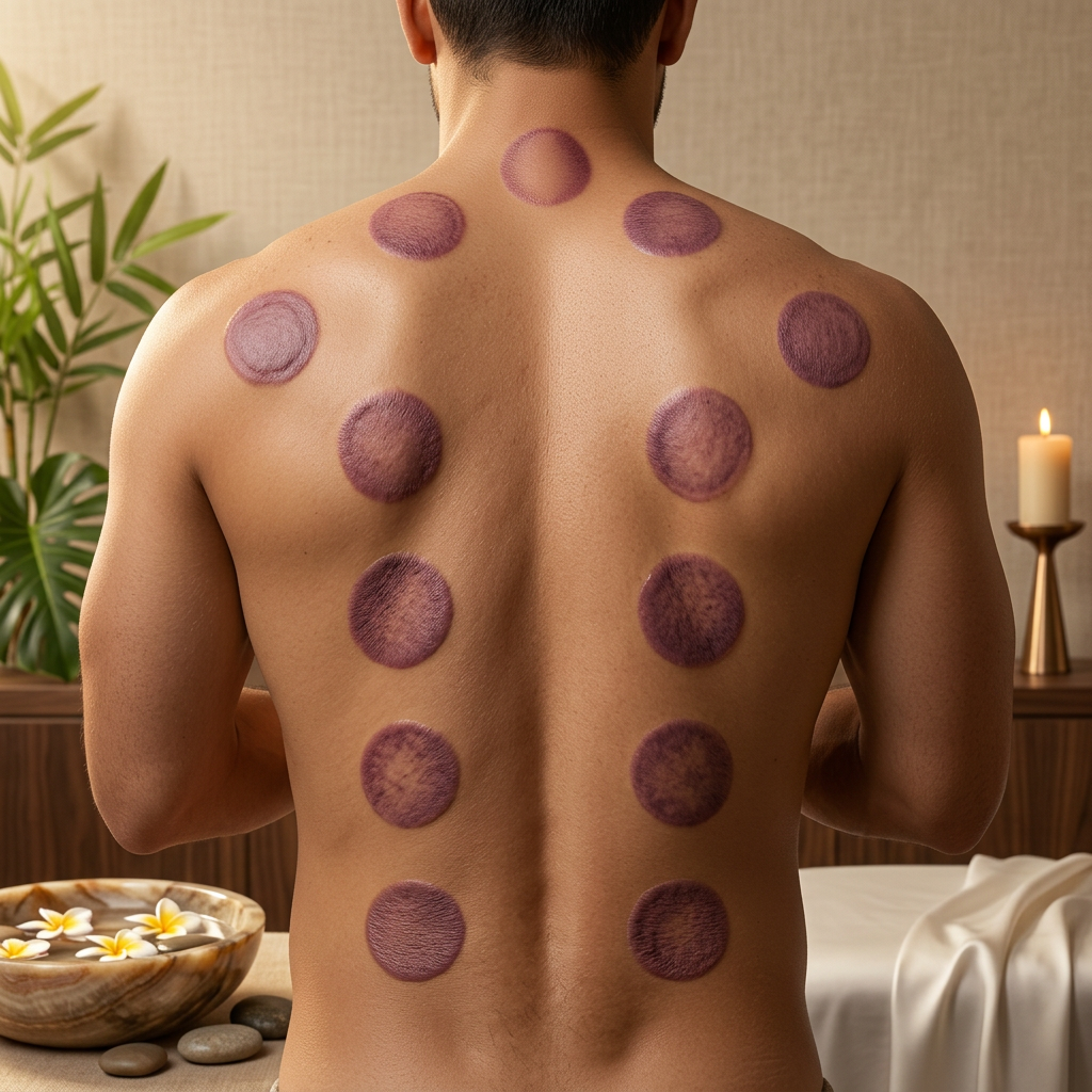 Body mapping cupping marks on a back
